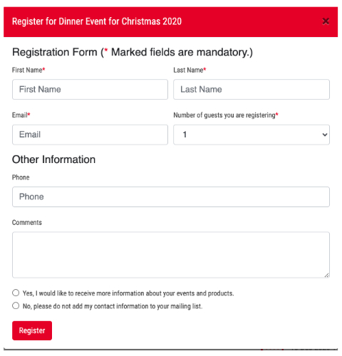 Build an event registration form