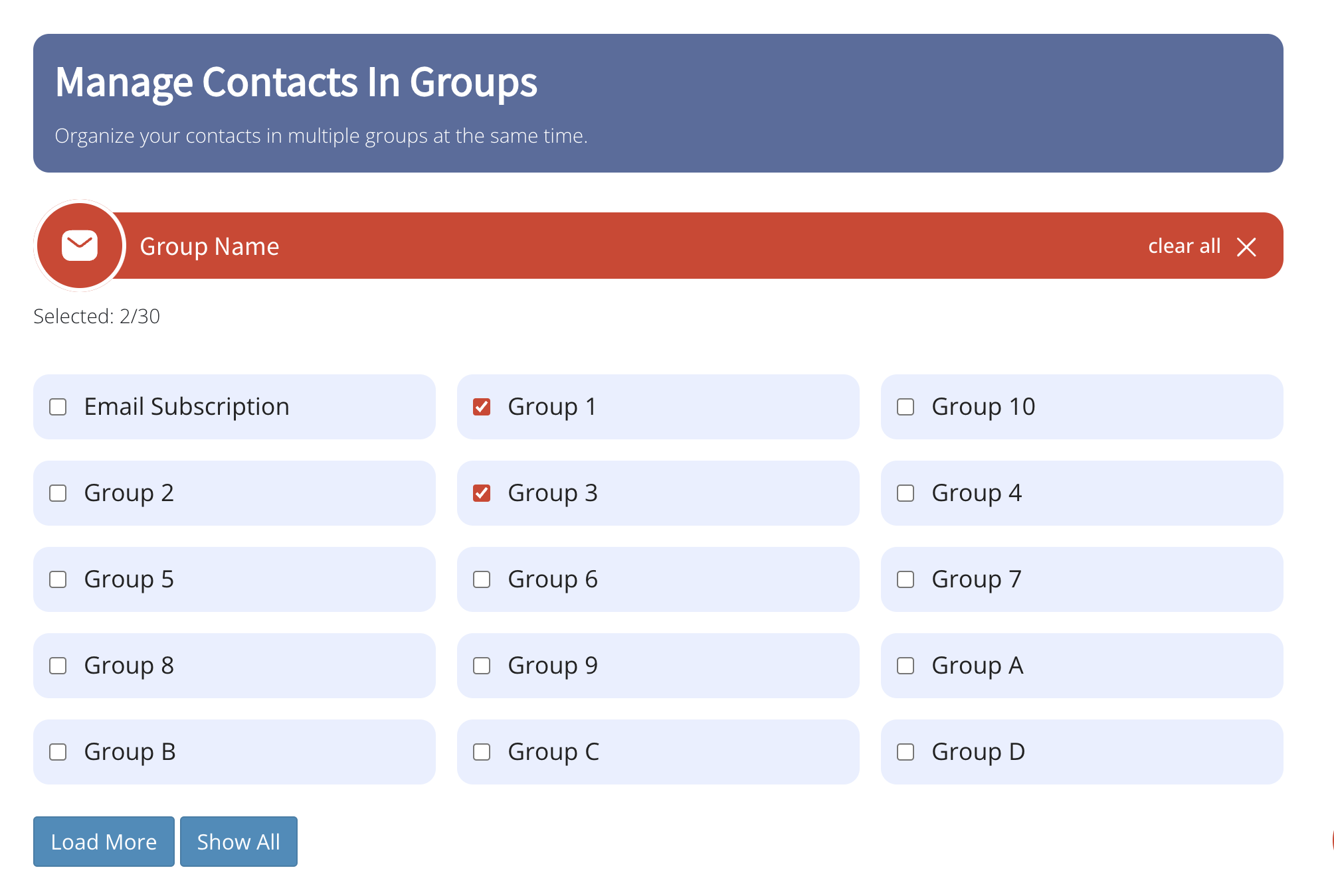 Contact Grouping