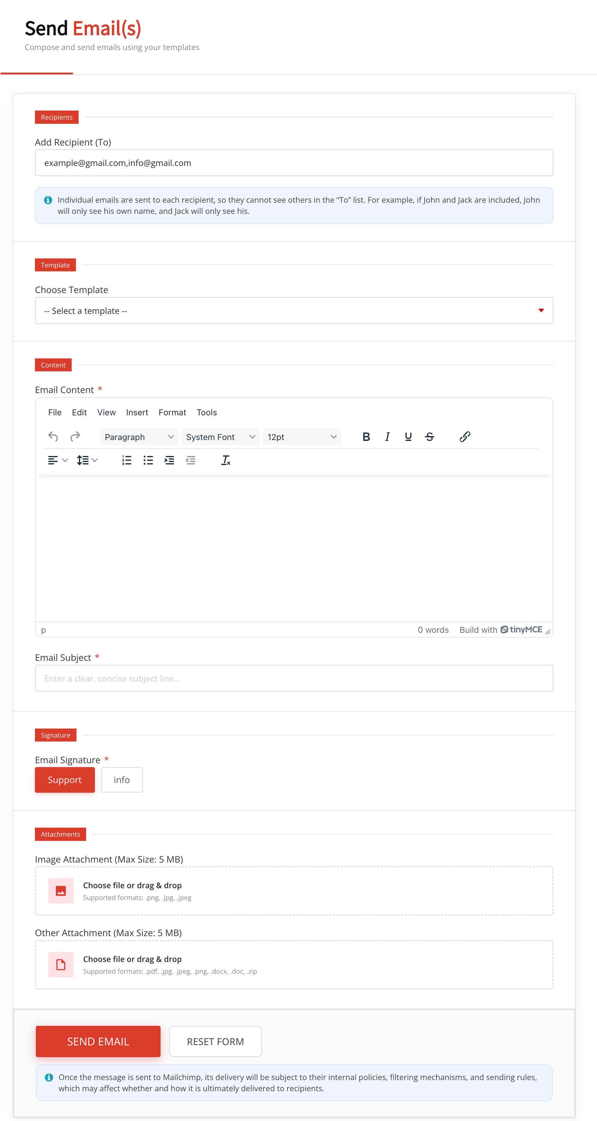 Mailchimp/Mailjet Integration